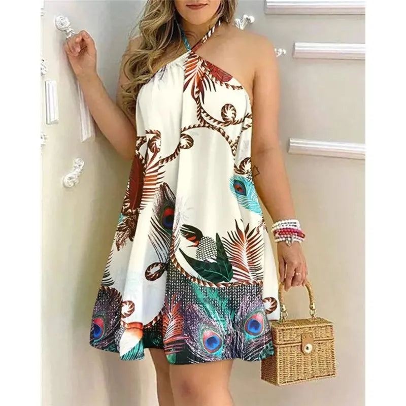 Womens Sleeveless Off Shoulder Lace Up A-line Dress