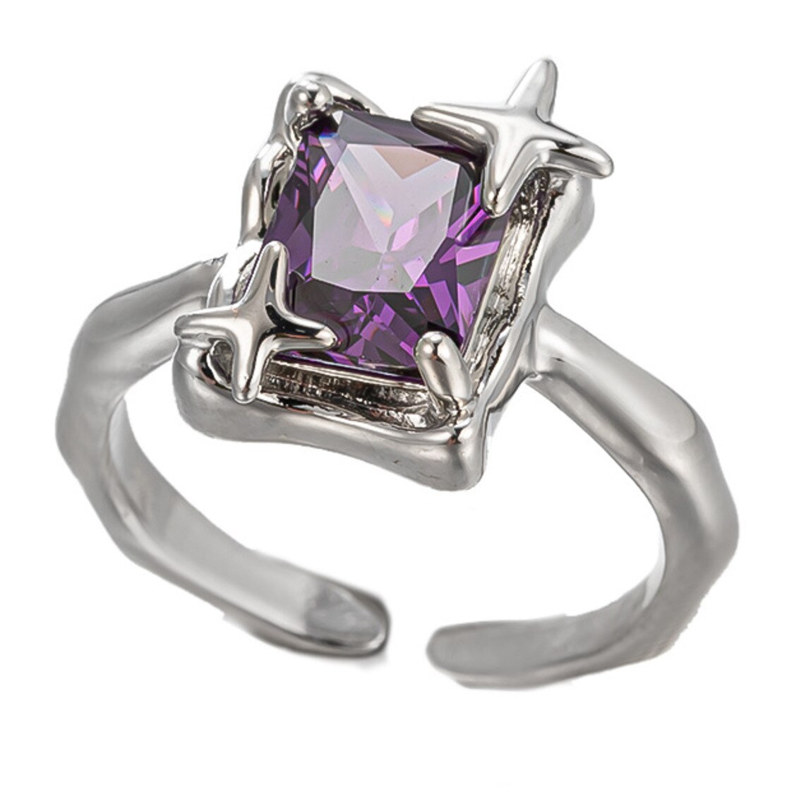 Purple Square Zirconia Ring
